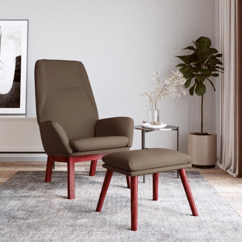 Chaise de relaxation avec repose-pied Taupe Tissu 