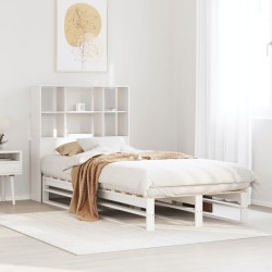 Lit bibliothèque sans matelas blanc 90x200 cm bois massif 