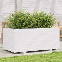 Jardinière blanc 110x60x49,5 cm bois de pin massif 
