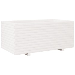 Jardinière blanc 110x60x49,5 cm bois de pin massif 