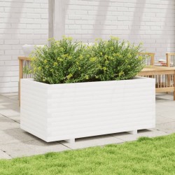 Jardinière blanc 110x60x49,5 cm bois de pin massif 