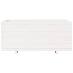 Jardinière blanc 110x60x49,5 cm bois de pin massif 