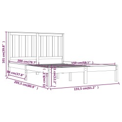 Cadre de lit sans matelas bois de pin massif 