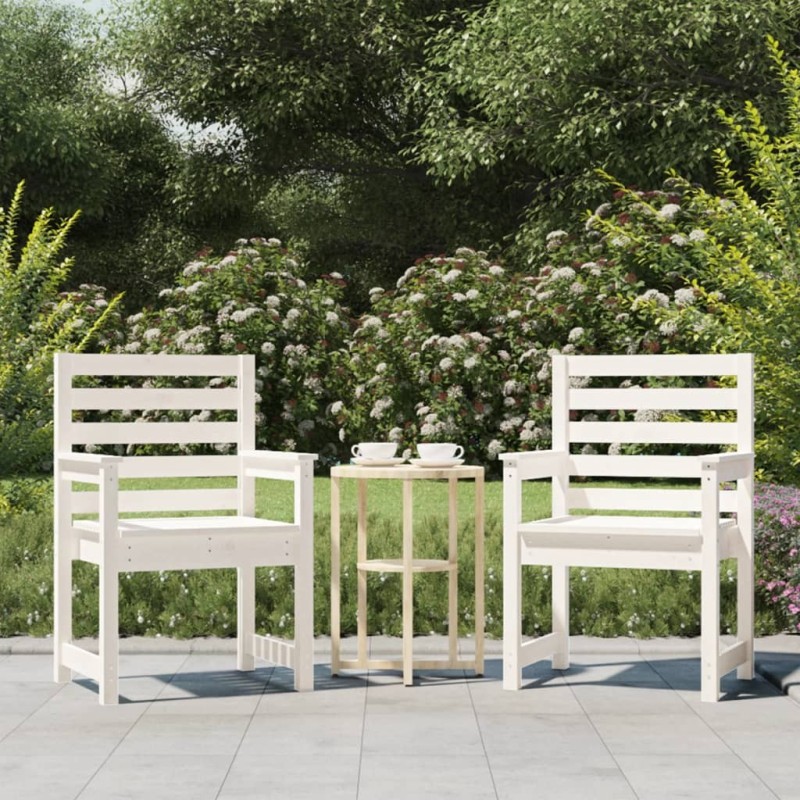Chaises de jardin lot de 2 blanc 60x48x91 cm bois massif de pin 