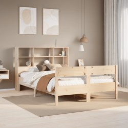 Lit bibliothèque sans matelas 120x200 cm bois de pin massif 