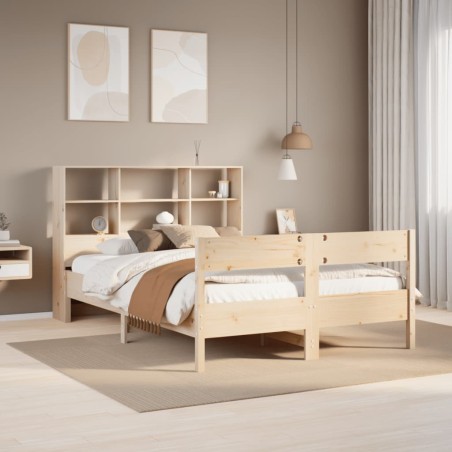 Lit bibliothèque sans matelas 120x200 cm bois de pin massif 