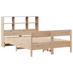 Lit bibliothèque sans matelas 120x200 cm bois de pin massif 