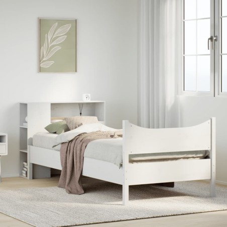 Cadre de lit sans matelas blanc 90x200 cm bois de pin massif 