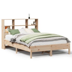 Lit bibliothèque sans matelas 120x190 cm bois de pin massif 