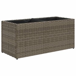 Jardinière avec 2 pots gris 72x30x32 cm résine tressée 