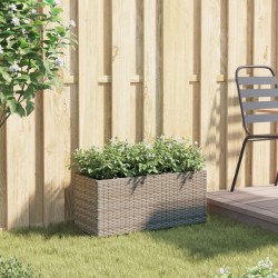 Jardinière avec 2 pots gris 72x30x32 cm résine tressée 