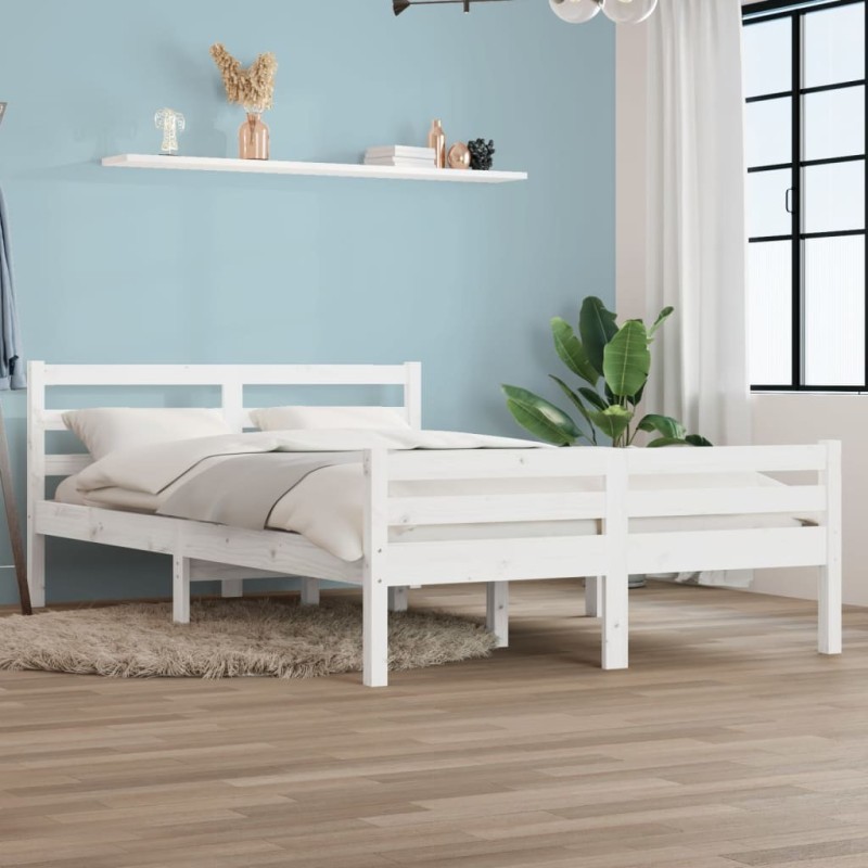 Cadre de lit sans matelas blanc bois massif 120x200 cm 