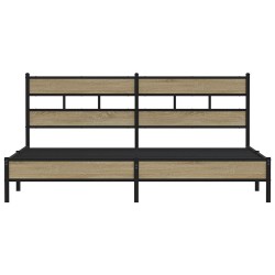 Cadre de lit en métal sans matelas chêne sonoma 200x200 cm 