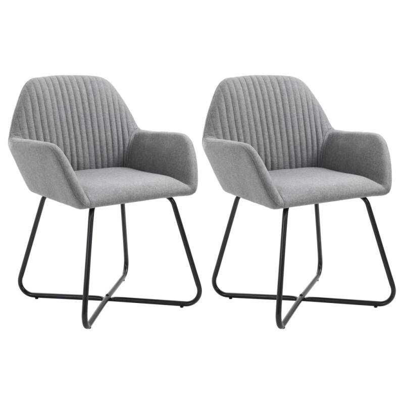 Chaises à manger lot de 2 gris clair tissu 