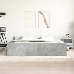 Cadre de lit sans matelas gris béton 200x200 cm 