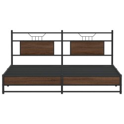 Cadre de lit en métal sans matelas chêne marron 183x213 cm 