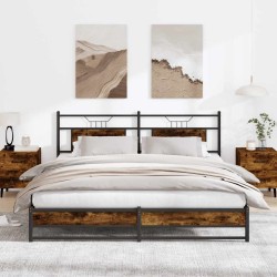 Cadre de lit en métal sans matelas chêne fumé 183x213 cm 