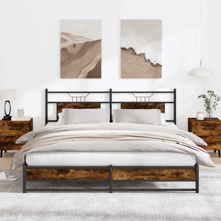 Cadre de lit en métal sans matelas chêne fumé 183x213 cm 