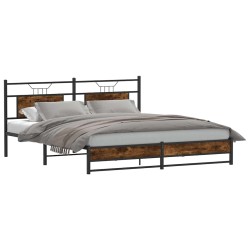Cadre de lit en métal sans matelas chêne fumé 183x213 cm 
