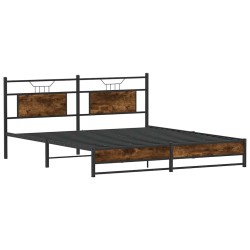 Cadre de lit en métal sans matelas chêne fumé 183x213 cm 