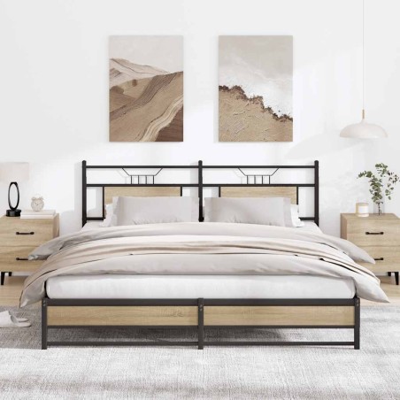 Cadre de lit en métal sans matelas chêne sonoma 183x213 cm 