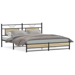 Cadre de lit en métal sans matelas chêne sonoma 183x213 cm 