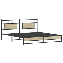 Cadre de lit en métal sans matelas chêne sonoma 183x213 cm 