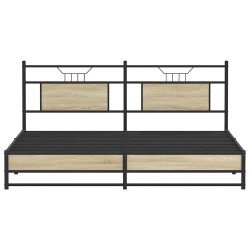 Cadre de lit en métal sans matelas chêne sonoma 183x213 cm 