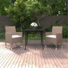 Ensemble à manger de jardin coussins 3 pcs Résine tressée Verre 