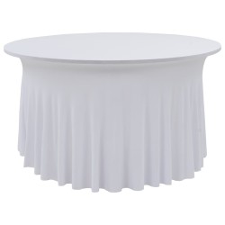 Nappes élastiques de table avec jupon 2 pcs 150x74 cm Blanc 
