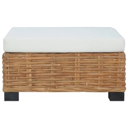 Repose-pied avec coussin Rotin naturel 