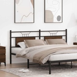 Tête de lit chêne marron 180 cm bois d'ingénierie et acier 