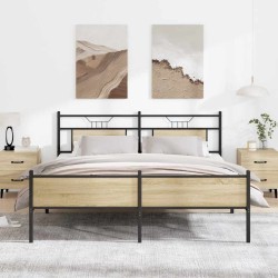 Cadre de lit en métal sans matelas chêne sonoma 183x213 cm 