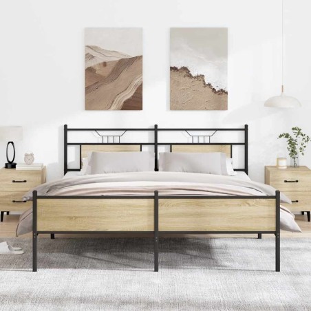 Cadre de lit en métal sans matelas chêne sonoma 183x213 cm 