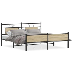 Cadre de lit en métal sans matelas chêne sonoma 183x213 cm 