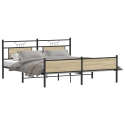 Cadre de lit en métal sans matelas chêne sonoma 183x213 cm 