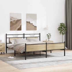 Cadre de lit en métal sans matelas chêne sonoma 183x213 cm 