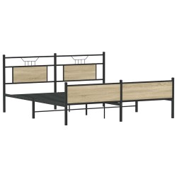 Cadre de lit en métal sans matelas chêne sonoma 183x213 cm 