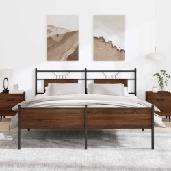 Cadre de lit en métal sans matelas chêne marron 183x213 cm 