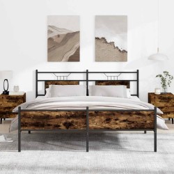 Cadre de lit en métal sans matelas chêne fumé 183x213 cm 