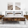 Cadre de lit en métal sans matelas chêne fumé 183x213 cm 