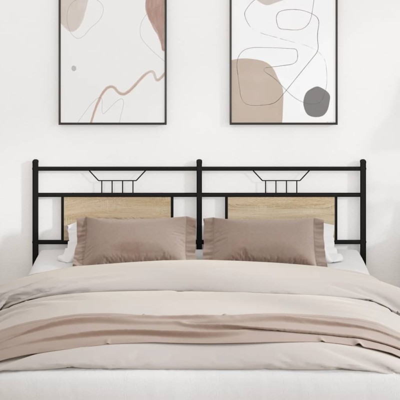 Tête de lit chêne sonoma 180 cm bois d'ingénierie et acier 