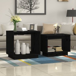 Tables basses gigognes 2 pcs Noir Bois de pin massif 