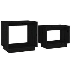 Tables basses gigognes 2 pcs Noir Bois de pin massif 