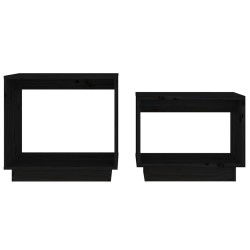 Tables basses gigognes 2 pcs Noir Bois de pin massif 