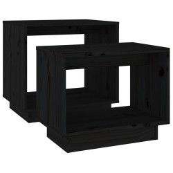 Tables basses gigognes 2 pcs Noir Bois de pin massif 