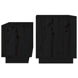 Tables basses gigognes 2 pcs Noir Bois de pin massif 