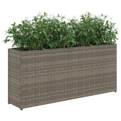 Jardinières avec 2 pots 2 pcs gris 90x20x40 cm résine tressée 