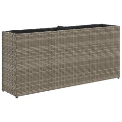 Jardinières avec 2 pots 2 pcs gris 90x20x40 cm résine tressée 