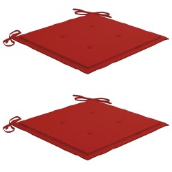 Chaises de jardin et coussins rouge lot de 2 Bois teck massif 